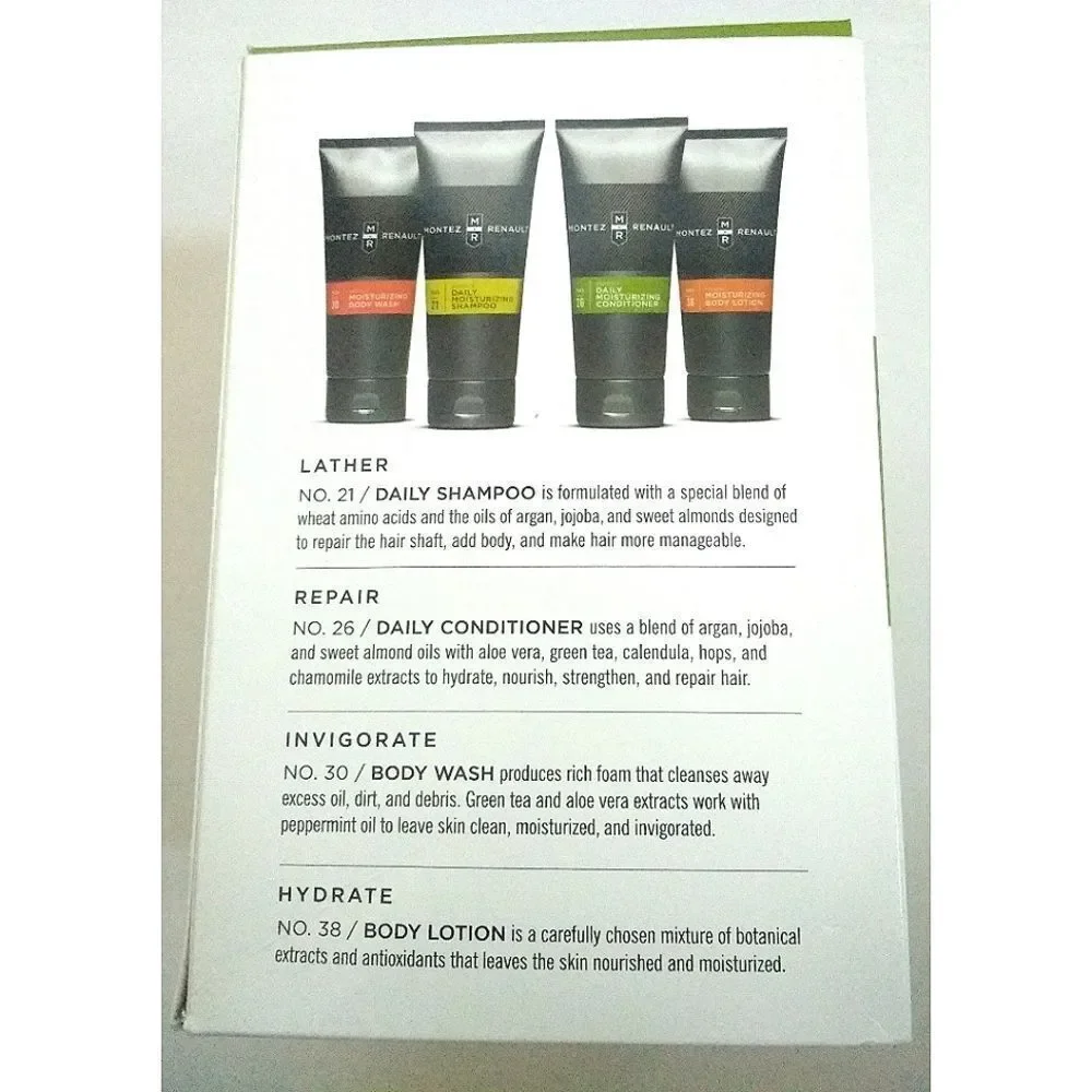 New! MONTEZ RENAULT 4-Pack Men's Daily Shower Kit 6.8-oz Each